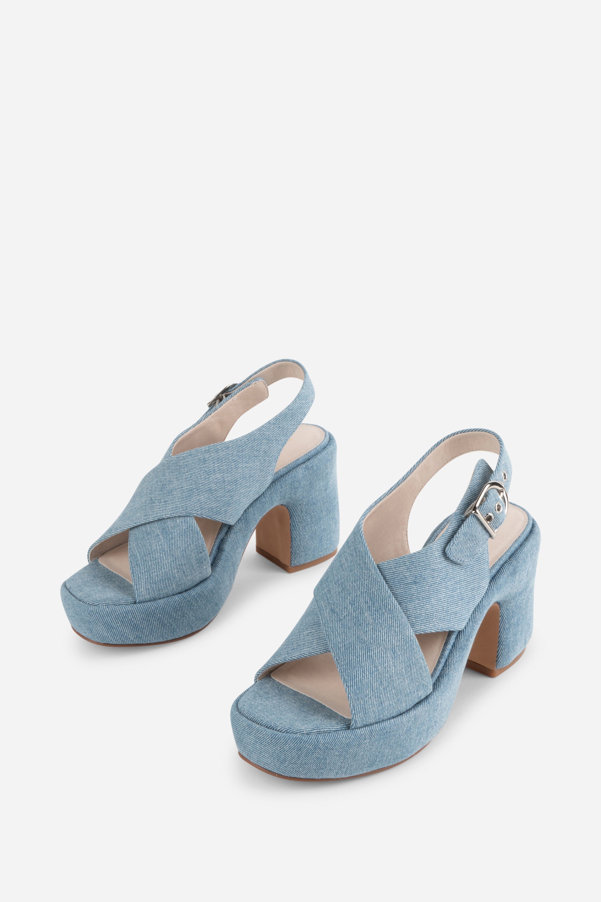 Intentionally Blank - Mindy Denim Slingback Platform Sandal - LIGHT BLUE DENIM