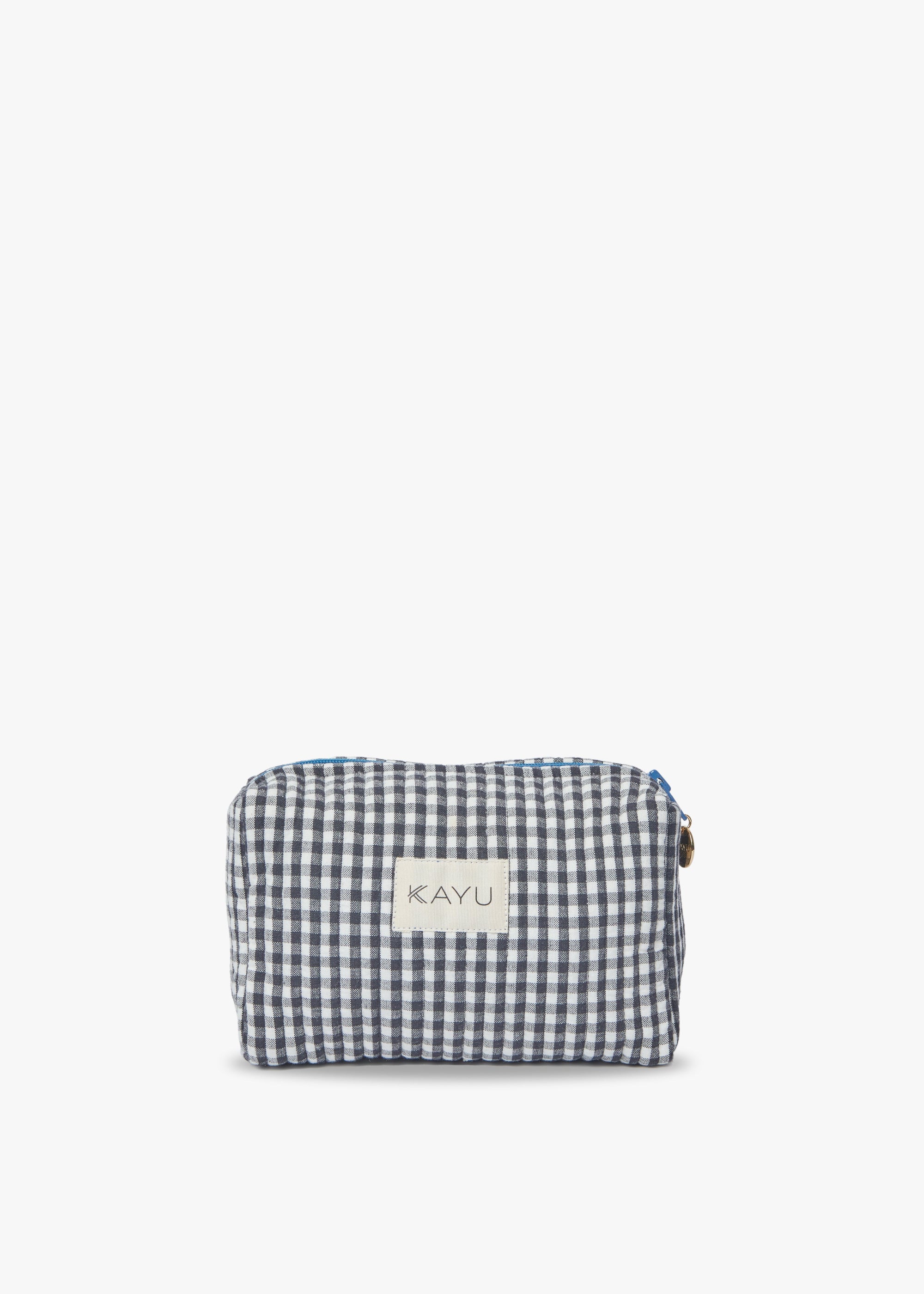 Kayu - Mini Elsie Travel Case Zip Pouch Bag - Black Gingham
