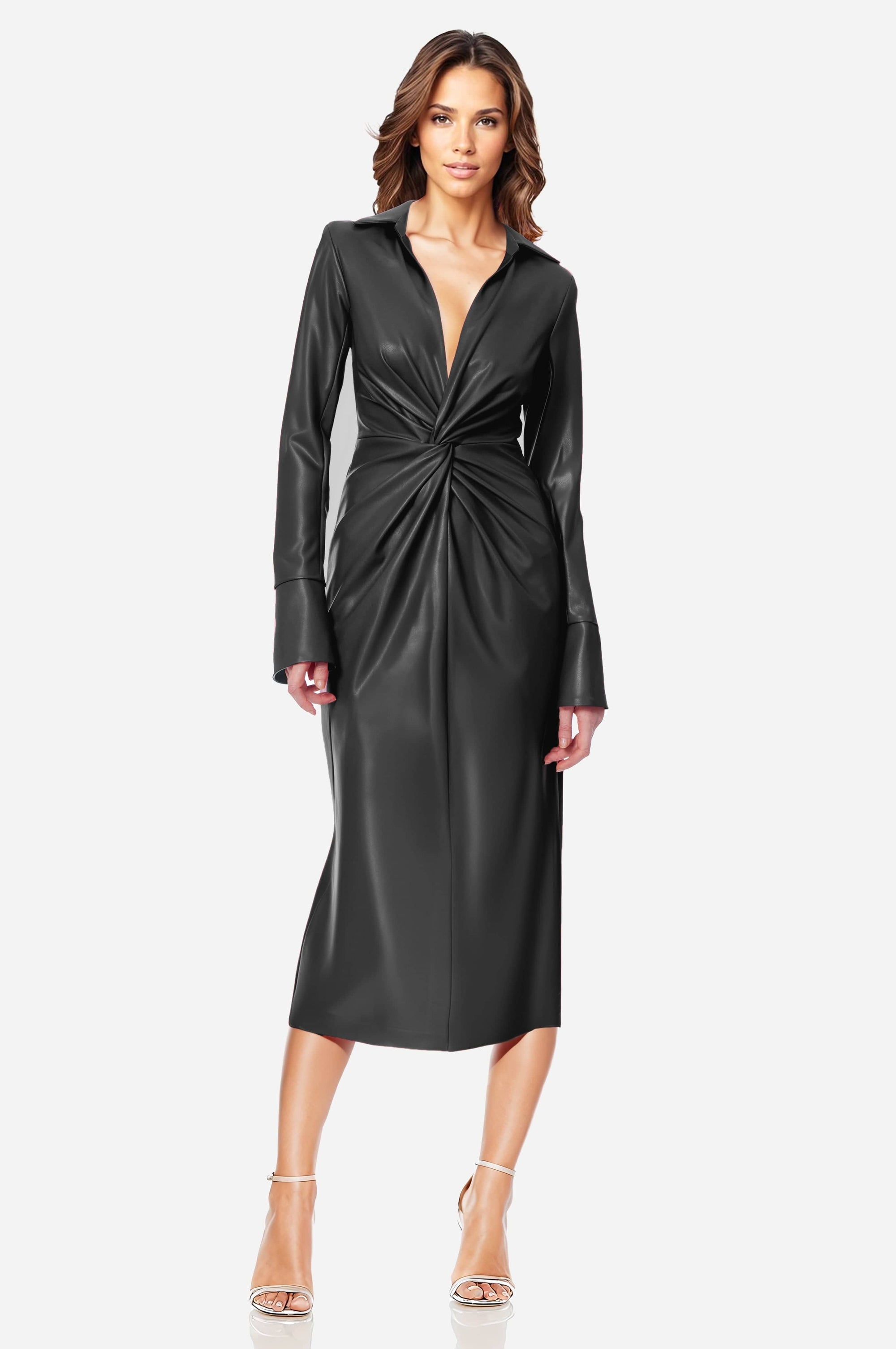 The Mary - Twist Faux Leather Cocktail Dress