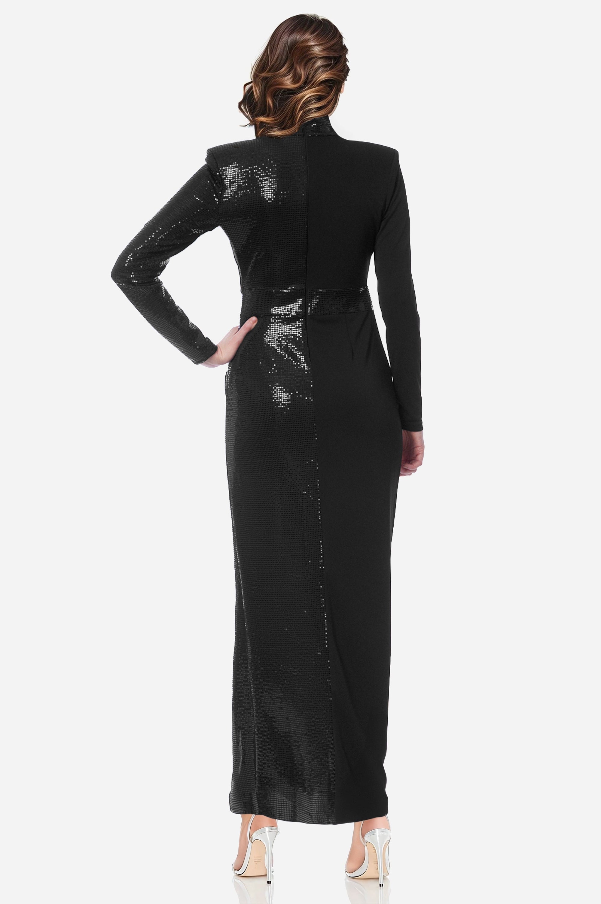 The Bridgette - Sleek High Neck Sequin Gown