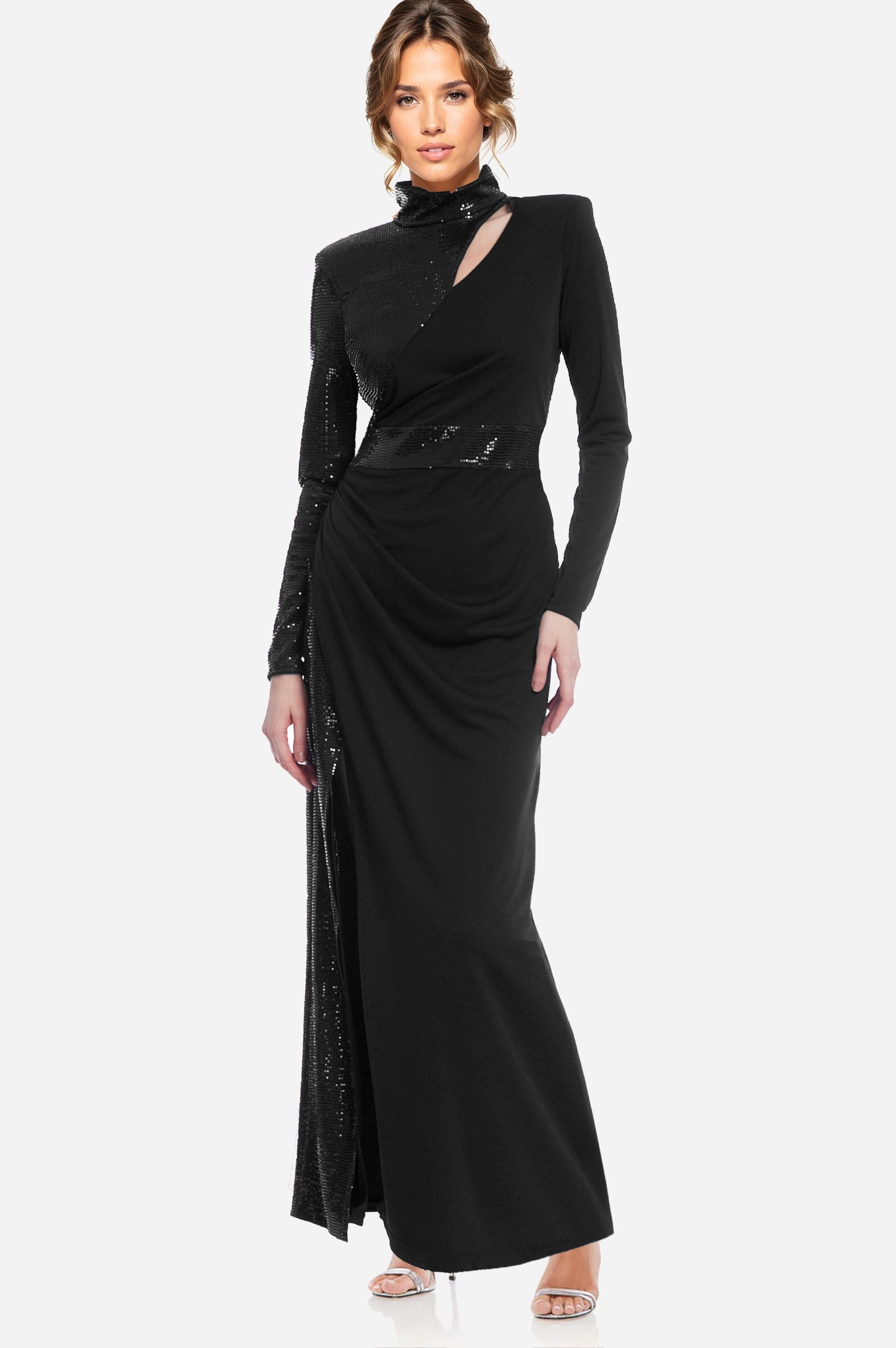 The Bridgette - Sleek High Neck Sequin Gown