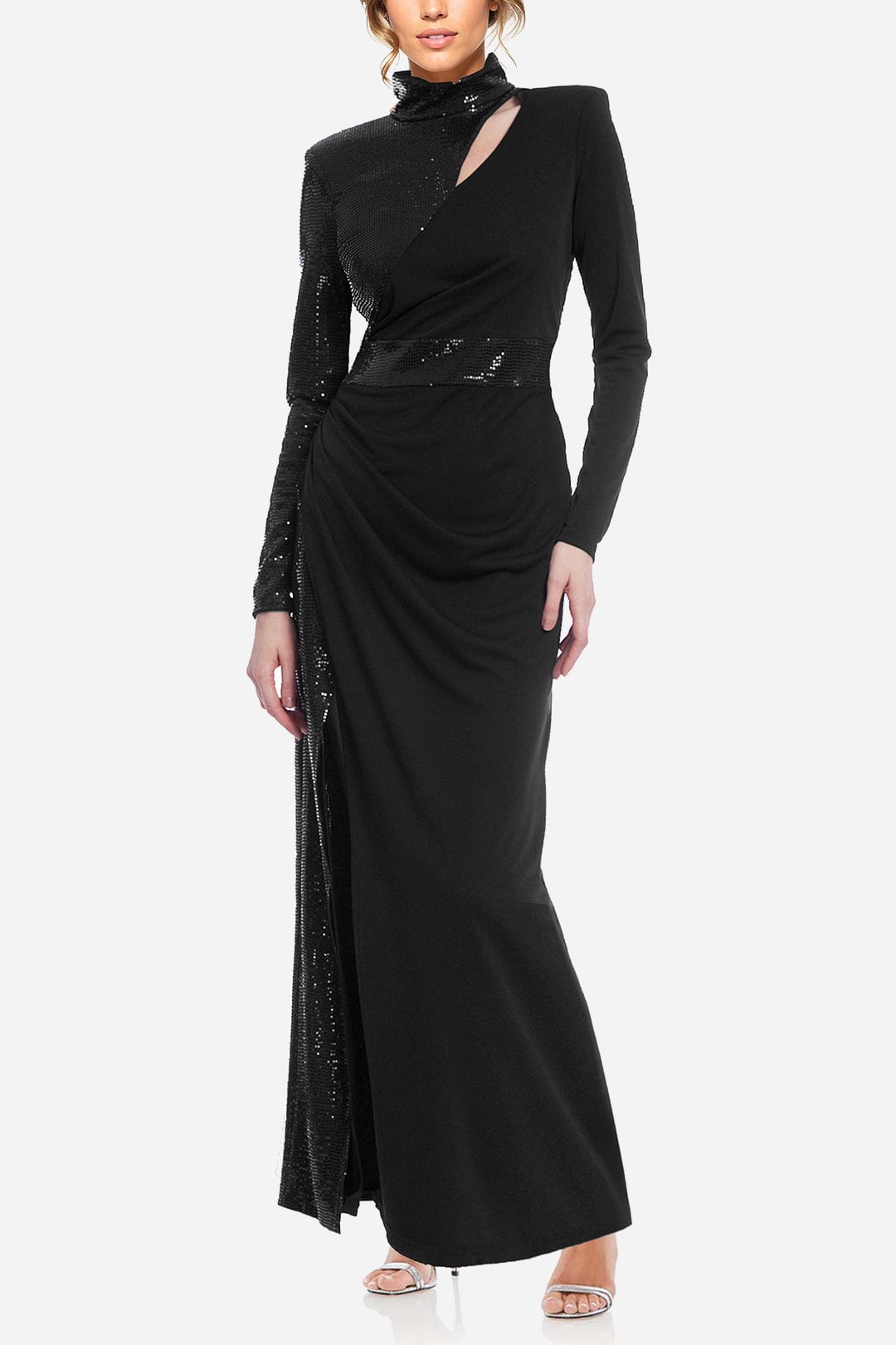 The Bridgette - Sleek High Neck Sequin Gown