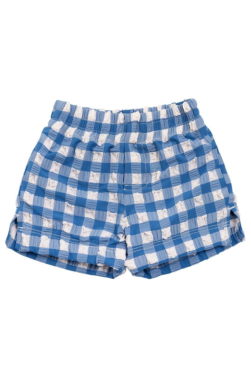 Montce - Blue Gingham Mini Swim Trunk -