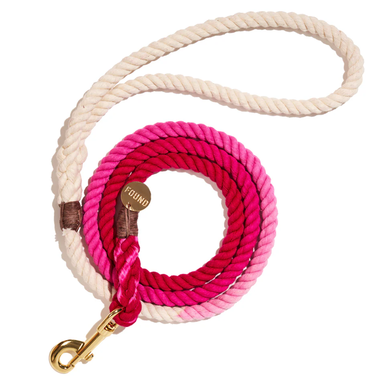 Found My Animal - Magenta Ombre Cotton 5 ft Rope Dog Leash -