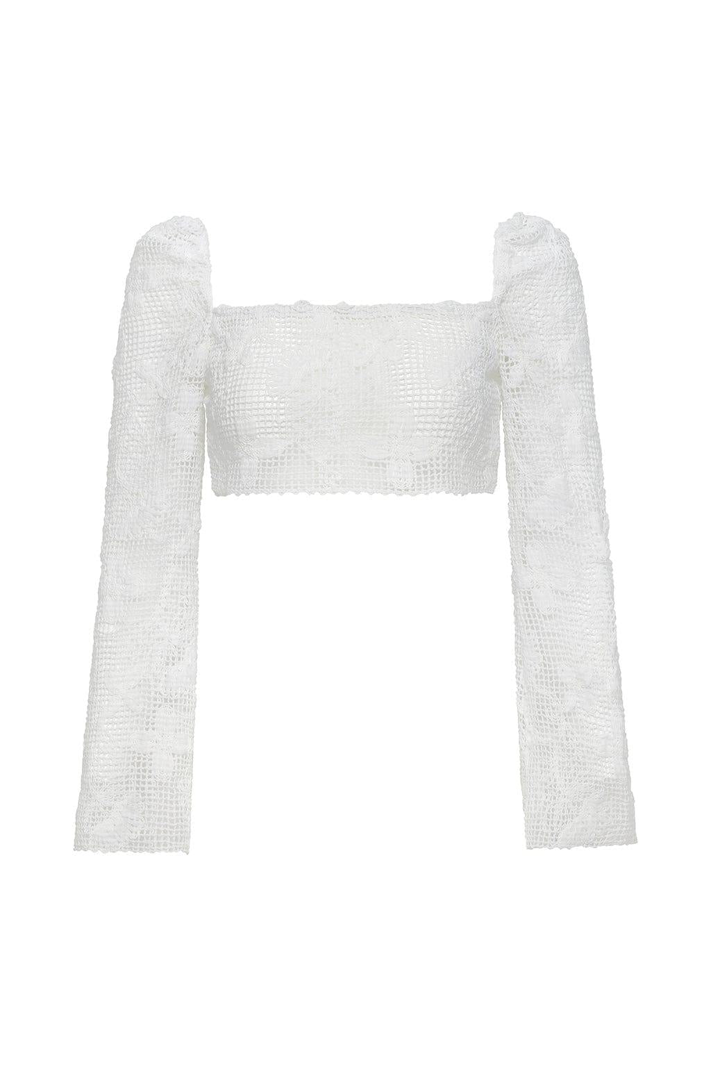 Montce - Margarita Floral Lace Long Sleeve Crop Top -