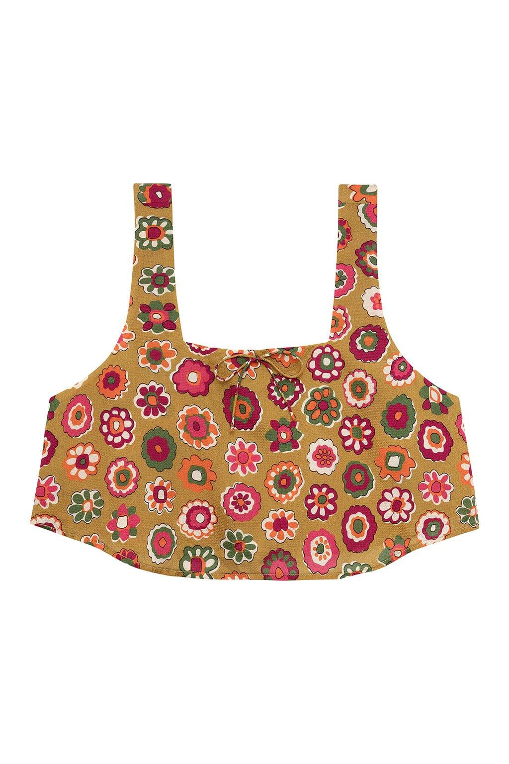 Montce - Mazzy Floral Silk Square Neck Crop Top -