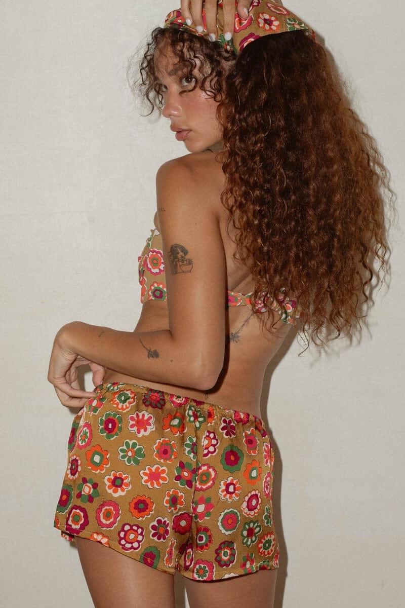Montce - Mazzy Floral Silk Low-Rise Drawstring Short -