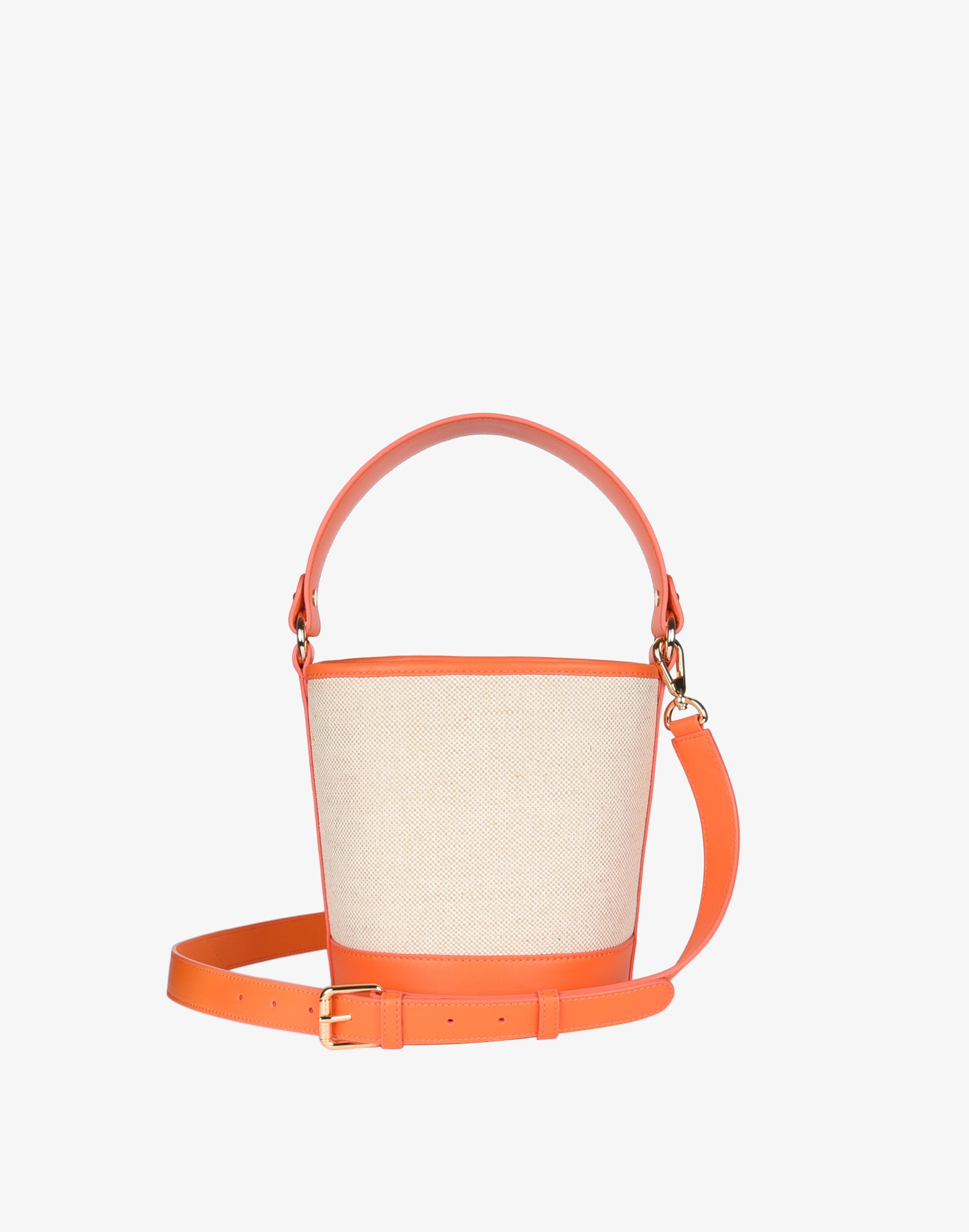 Canvas Mini Bucket Bag - Linen/Orange