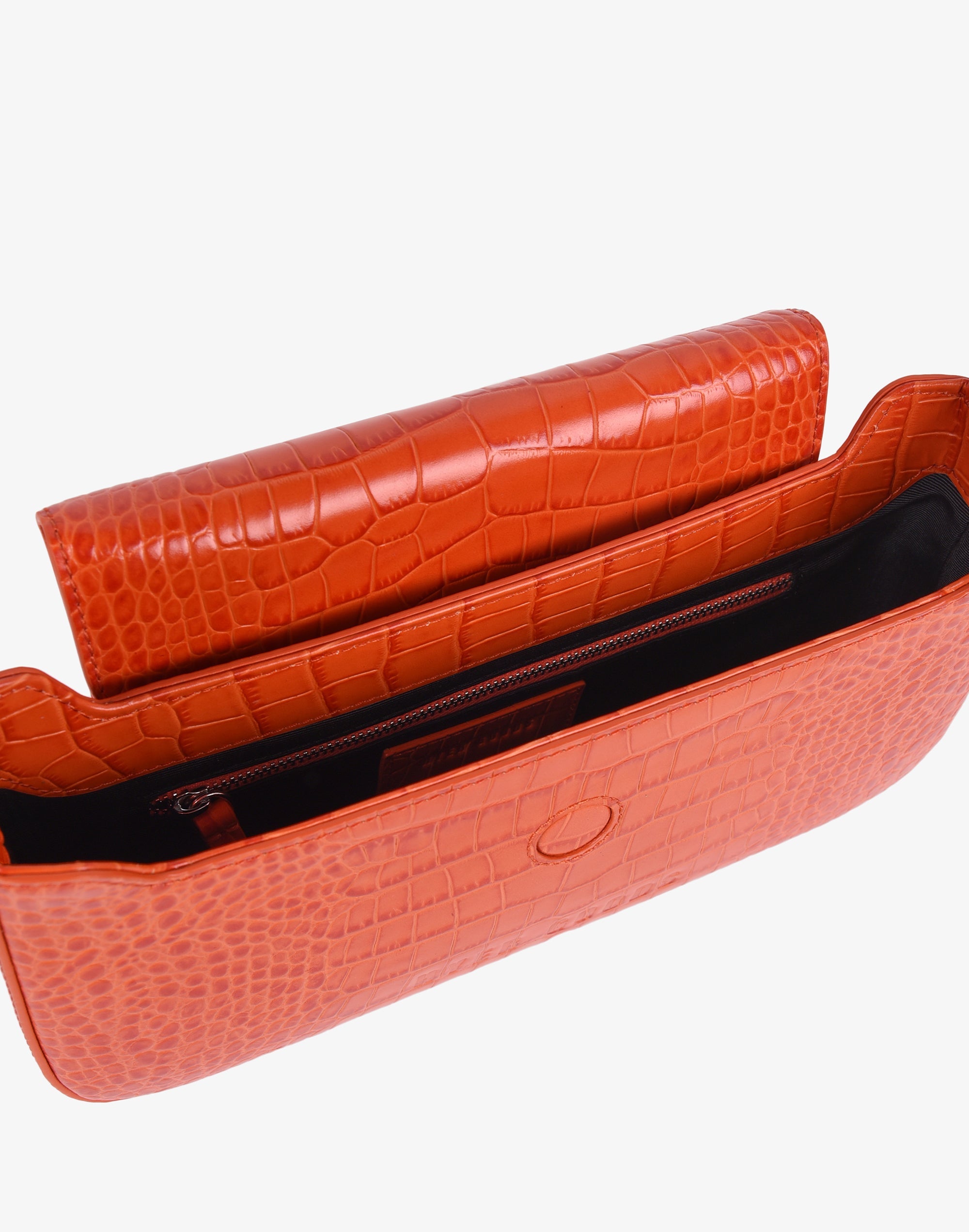 Luxe Buckle Bag - Orange Croc