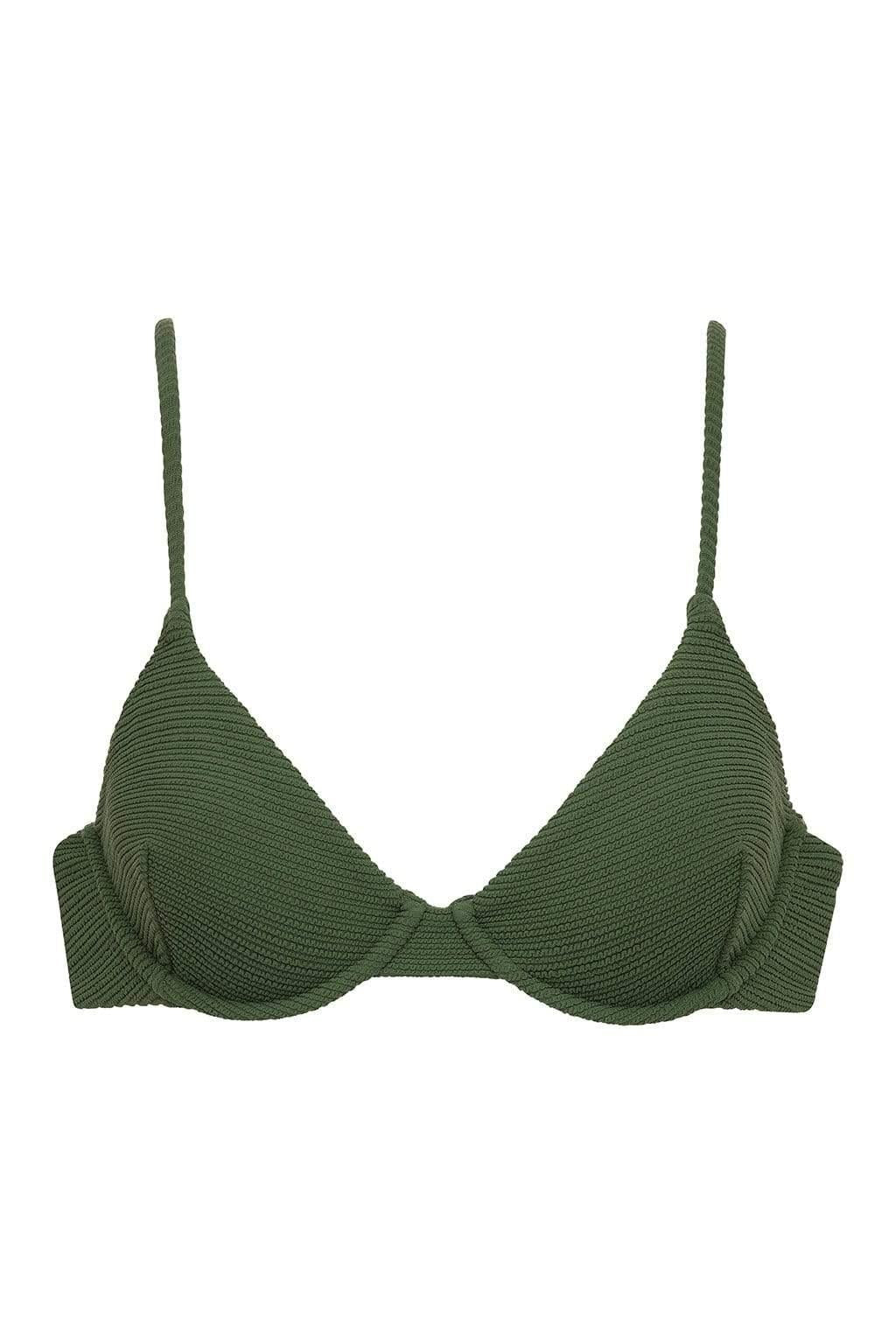 Montce - Olive Micro Scrunch Dainty Bikini Top -