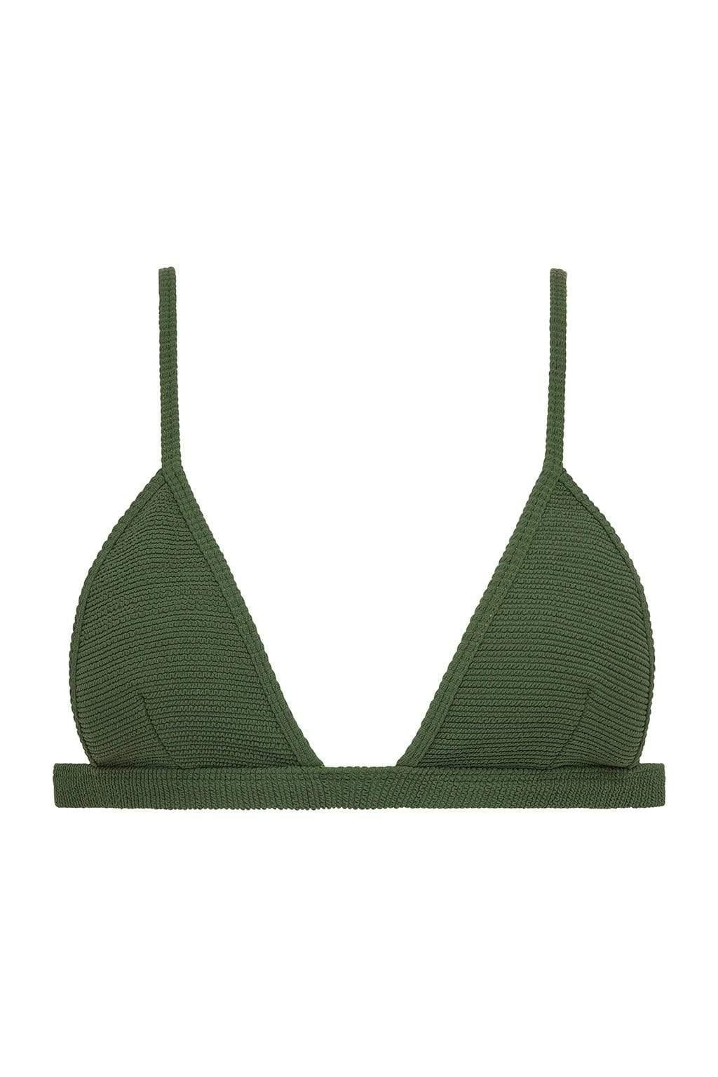Montce - Olive Micro Scrunch Hunter Triangle Bikini Top -