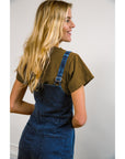 Claudia Zip Front Cropped Jumpsuit - Washed Indigo