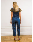 Claudia Zip Front Cropped Jumpsuit - Washed Indigo