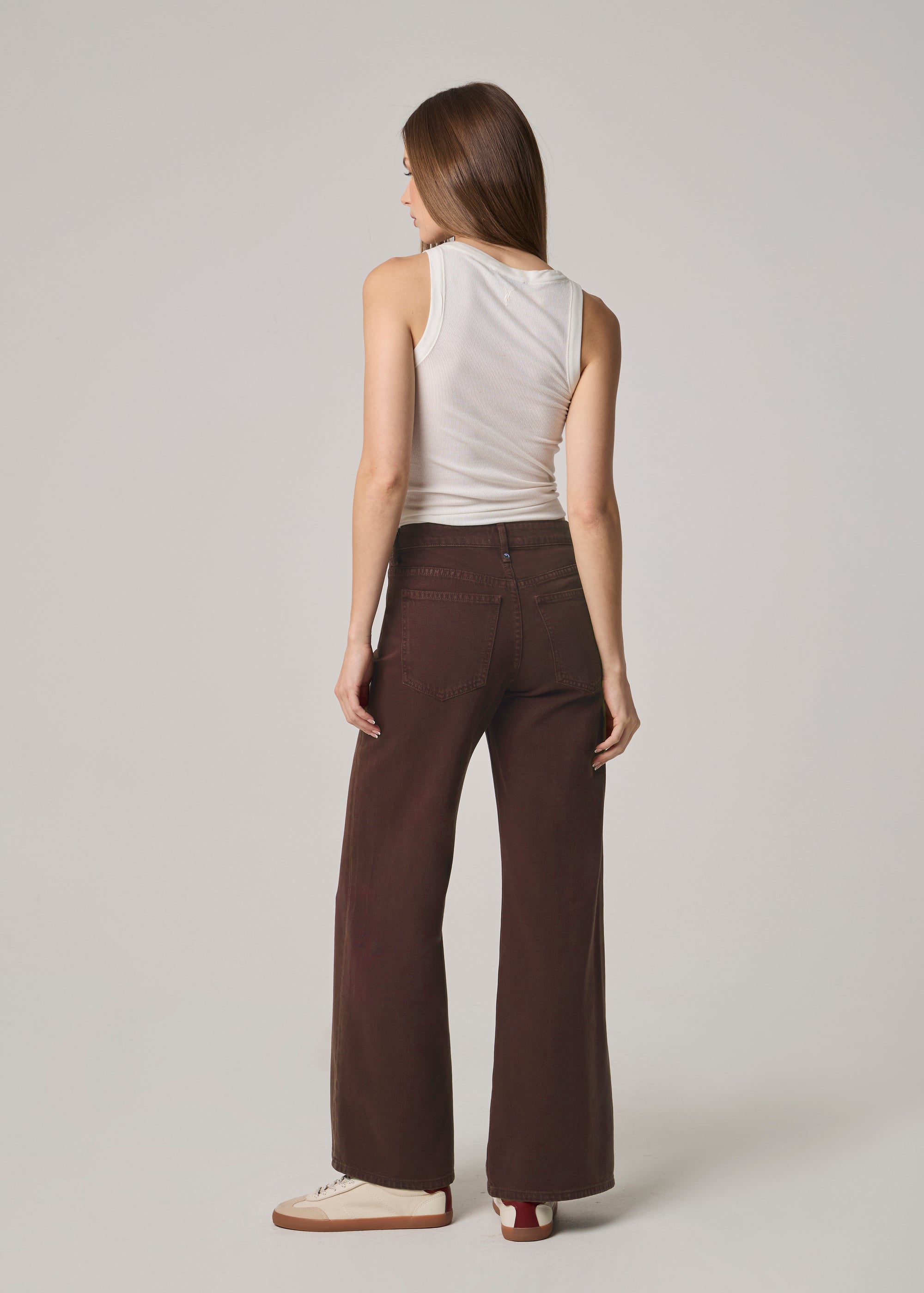 Edyson - Conrad High Rise Long Wide Leg Jeans - Chocolate -