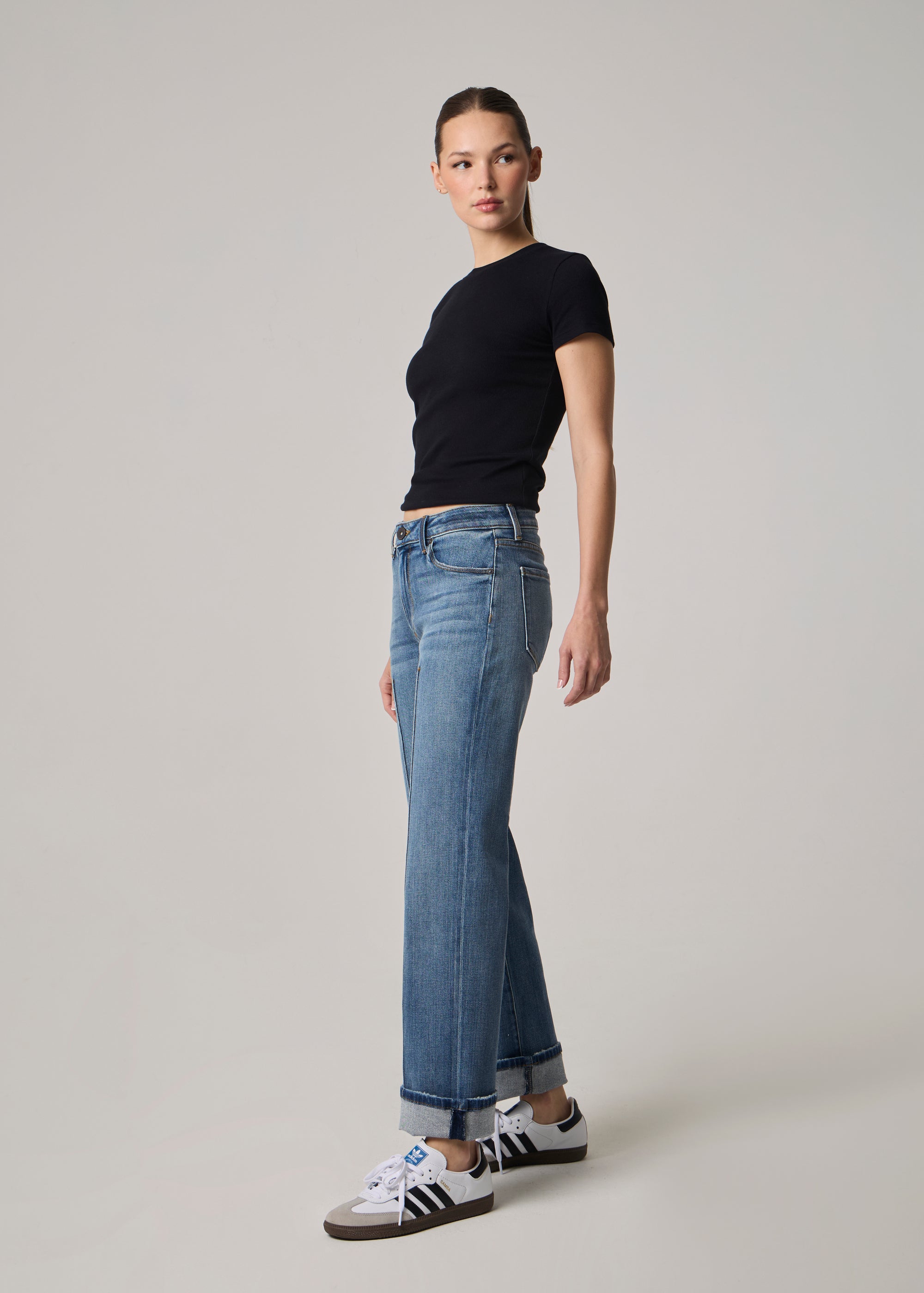 Edyson - Vincent High Rise Cuffed Wide Leg Jeans - Medium Denny -