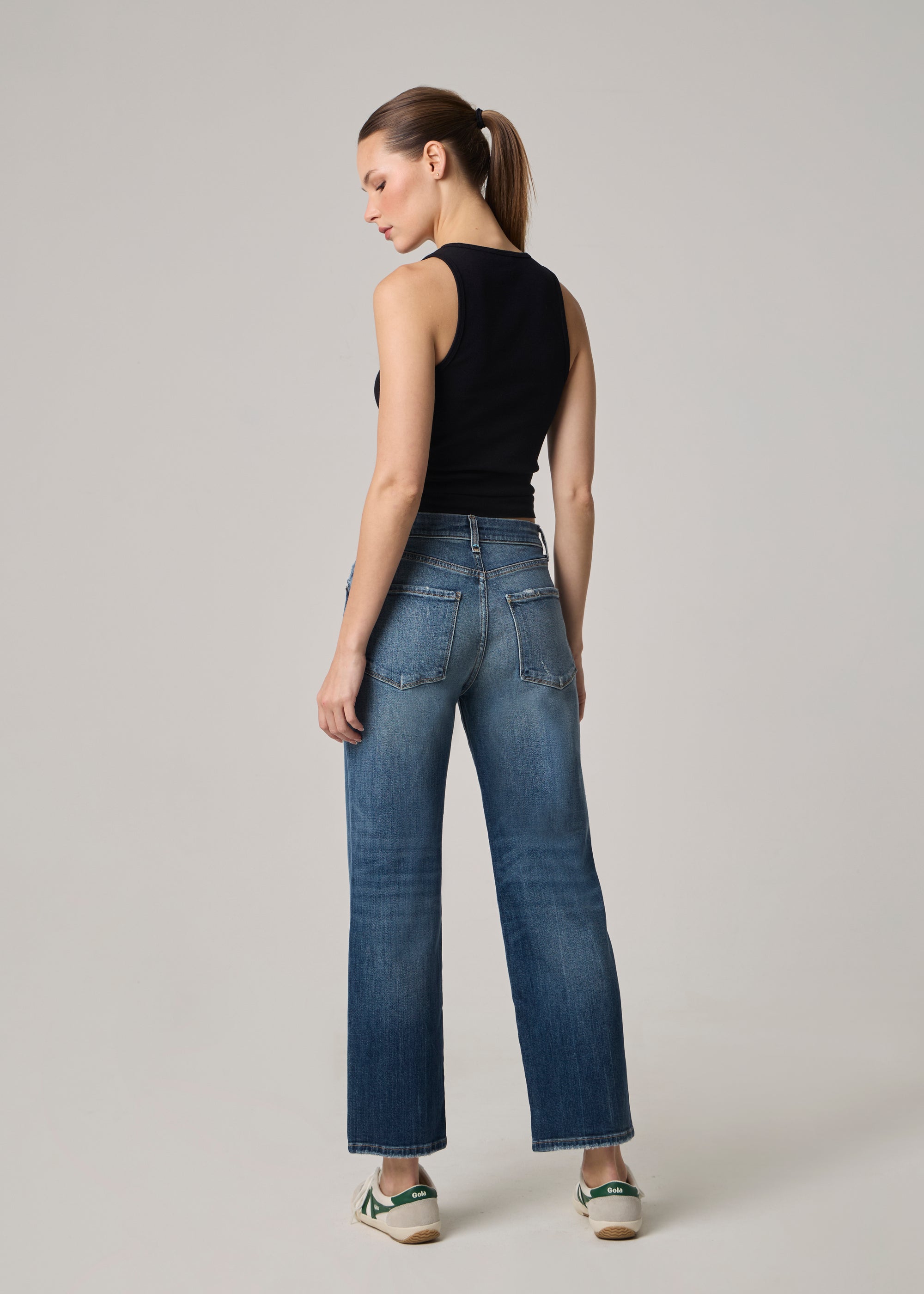 Edyson - Olivier Pleated High Rise Long Baggy Straight Jeans - Dark Rivoli -