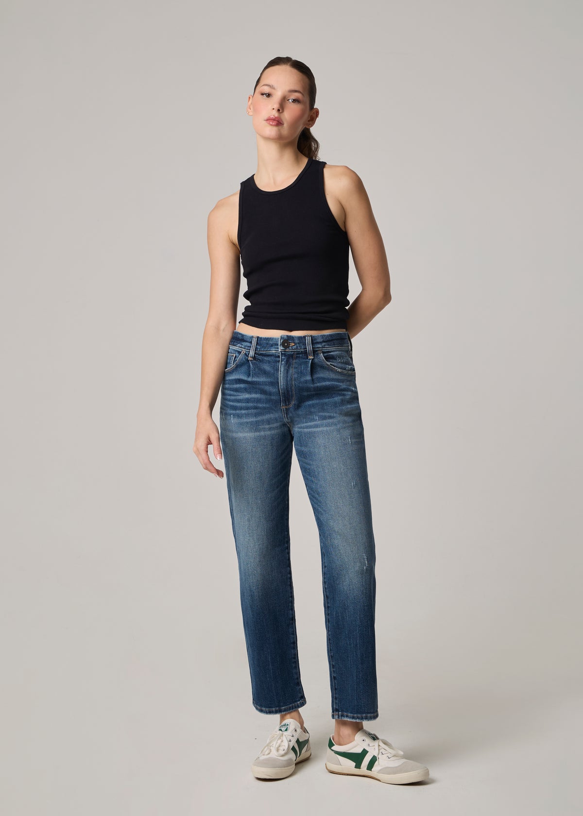 Edyson - Olivier Pleated High Rise Long Baggy Straight Jeans - Dark Rivoli -
