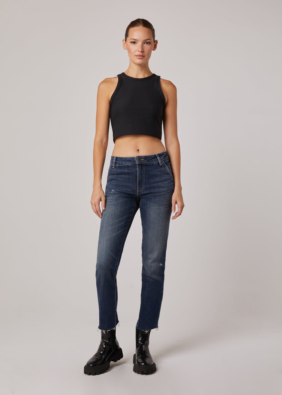 Edyson - Charlie High Rise Utility Straight Jeans - Dark Newbury -