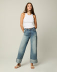 Edyson - Conrad High Rise Cuffed Wide Leg Jeans - Medium Hobart -