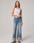 Edyson - Conrad High Rise Cuffed Wide Leg Jeans - Medium Hobart -