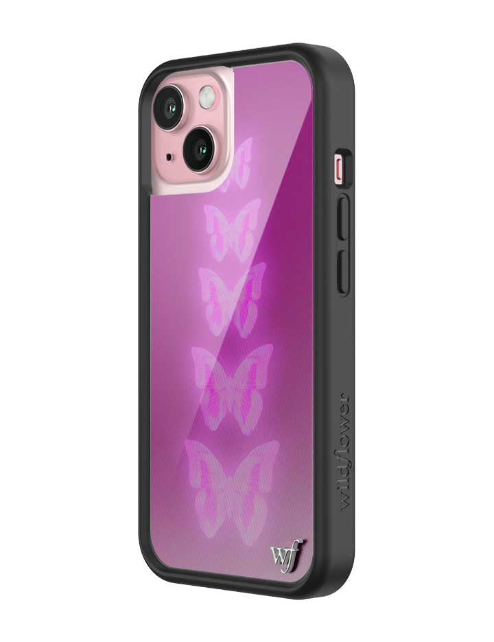 Wildflower iPhone case 15 Neon Butterfly Plum Pink Cute
