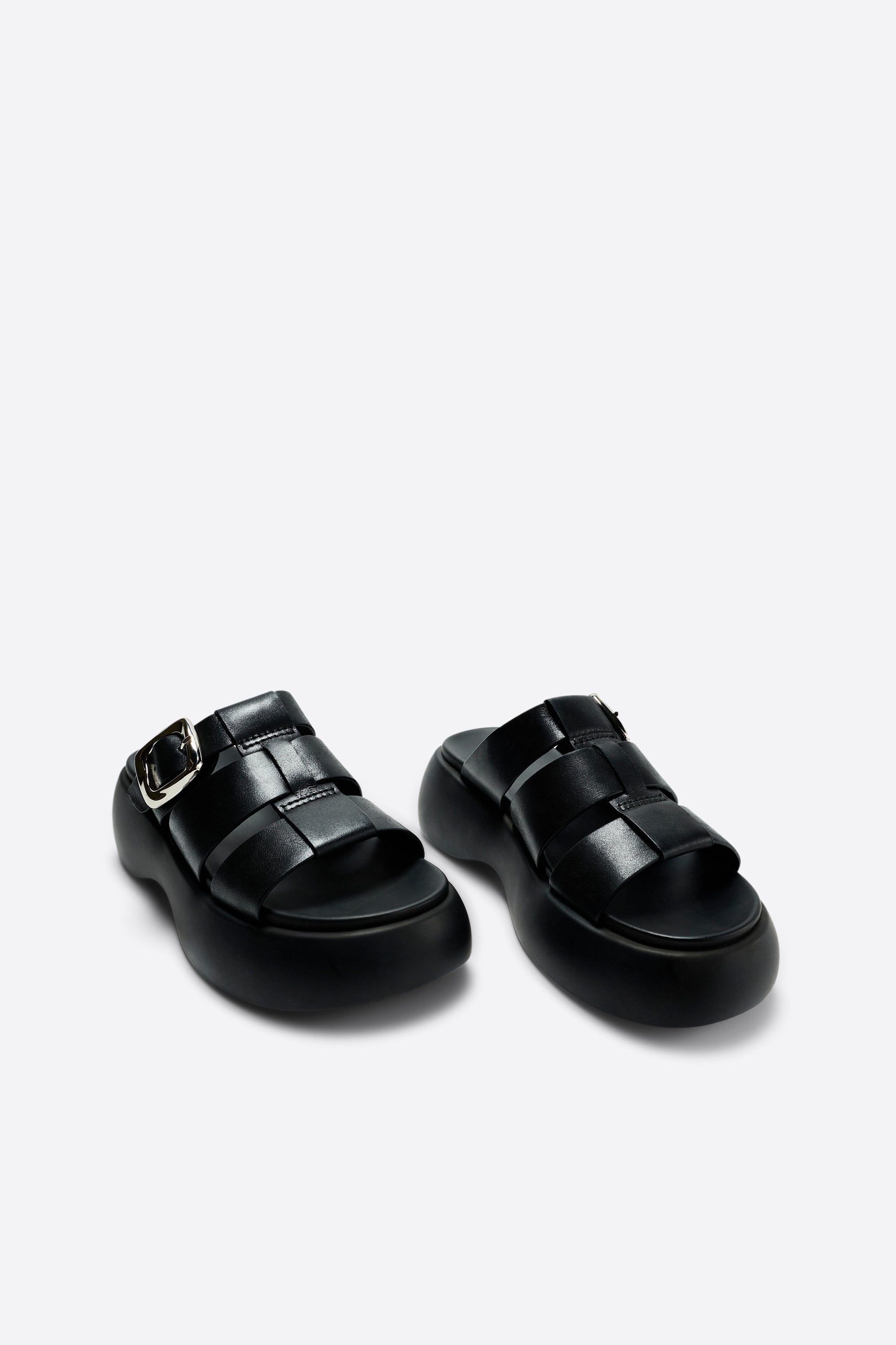Intentionally Blank - Nell Platform Sandal - BLACK LEATHER