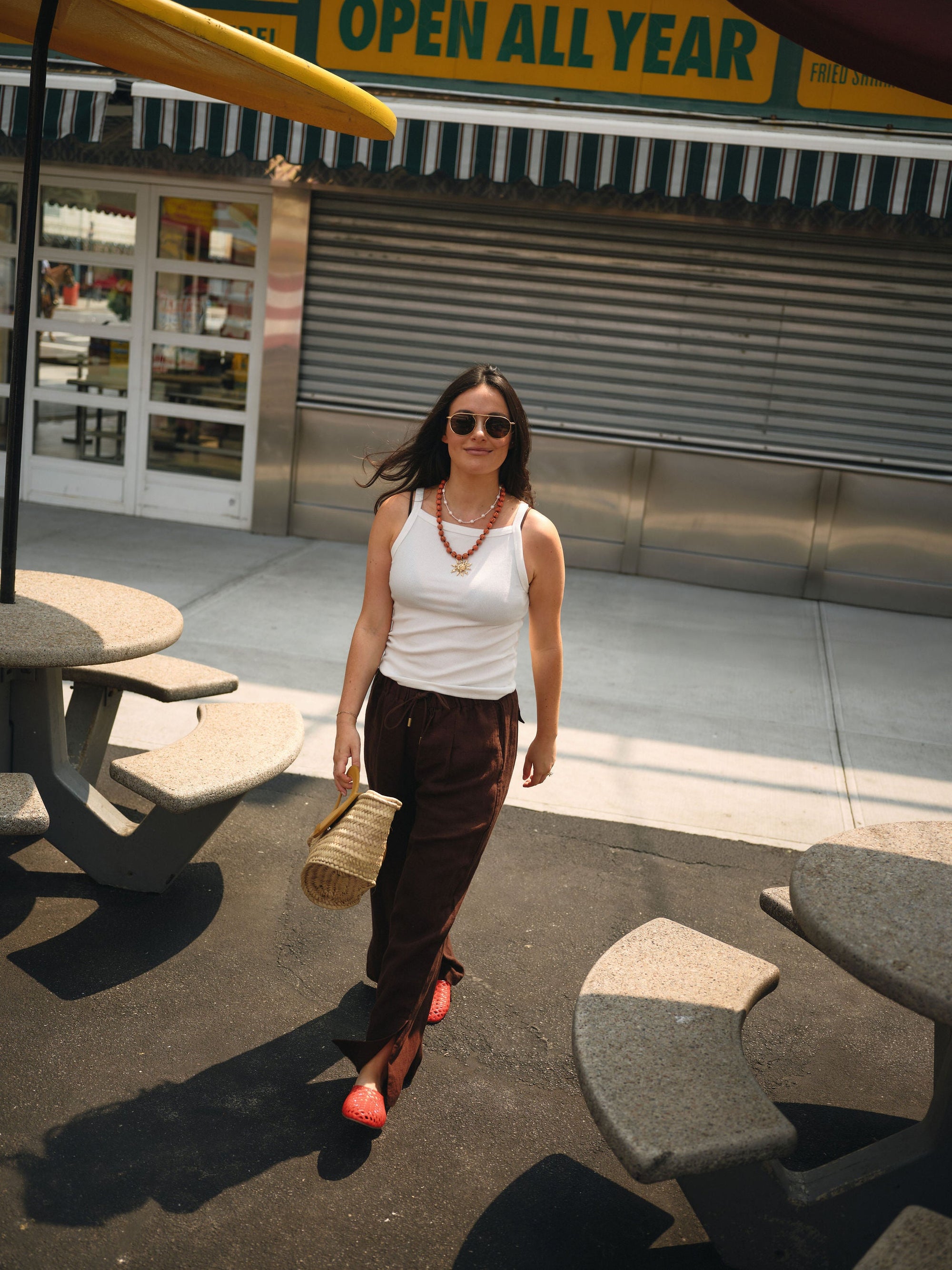 Nelle Atelier - The Tommy Petite Linen Slit Pant - Chocolate -