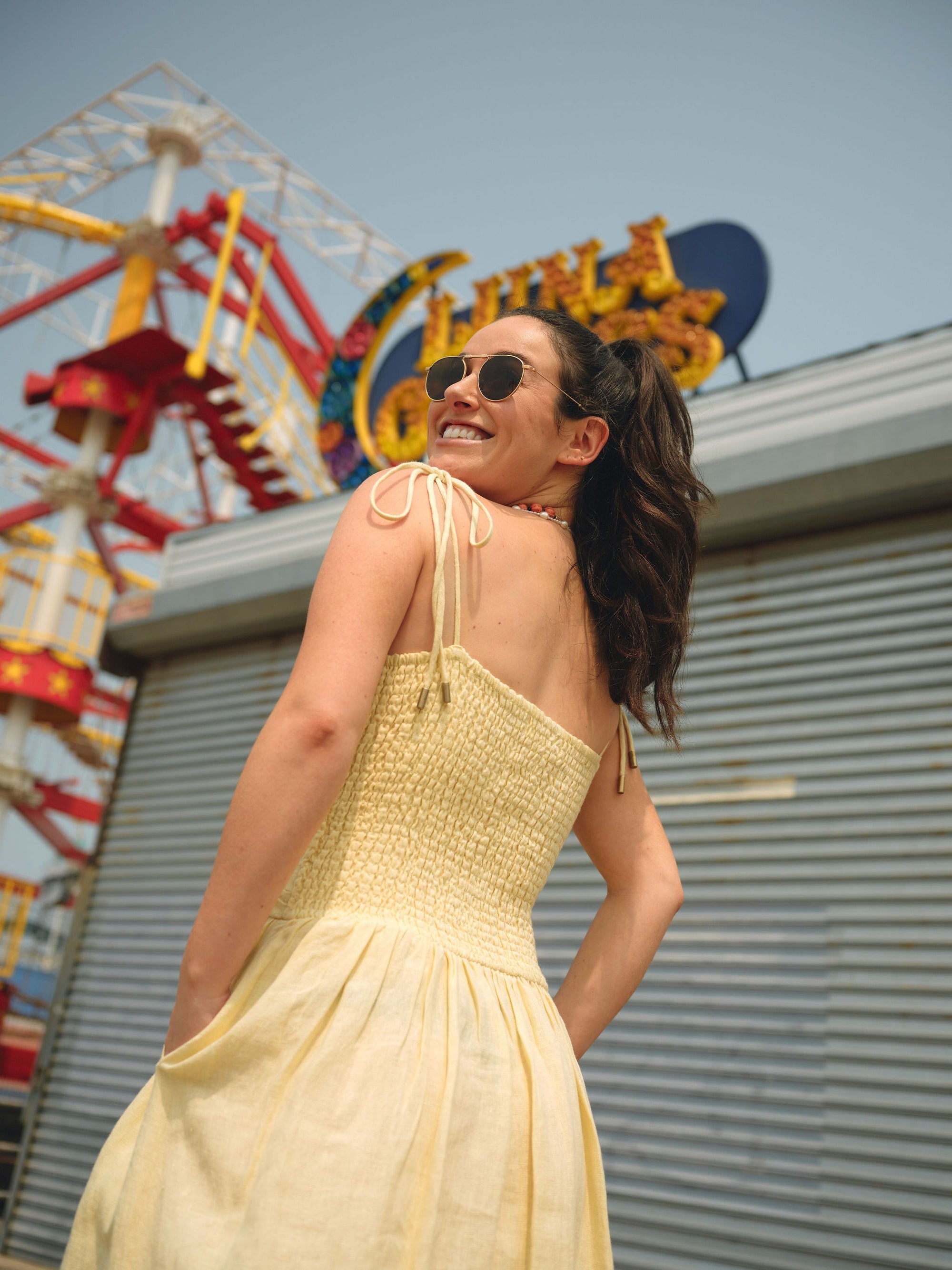 Nelle Atelier - The Caroline Petite Drop Waist Maxi Dress - Butter -