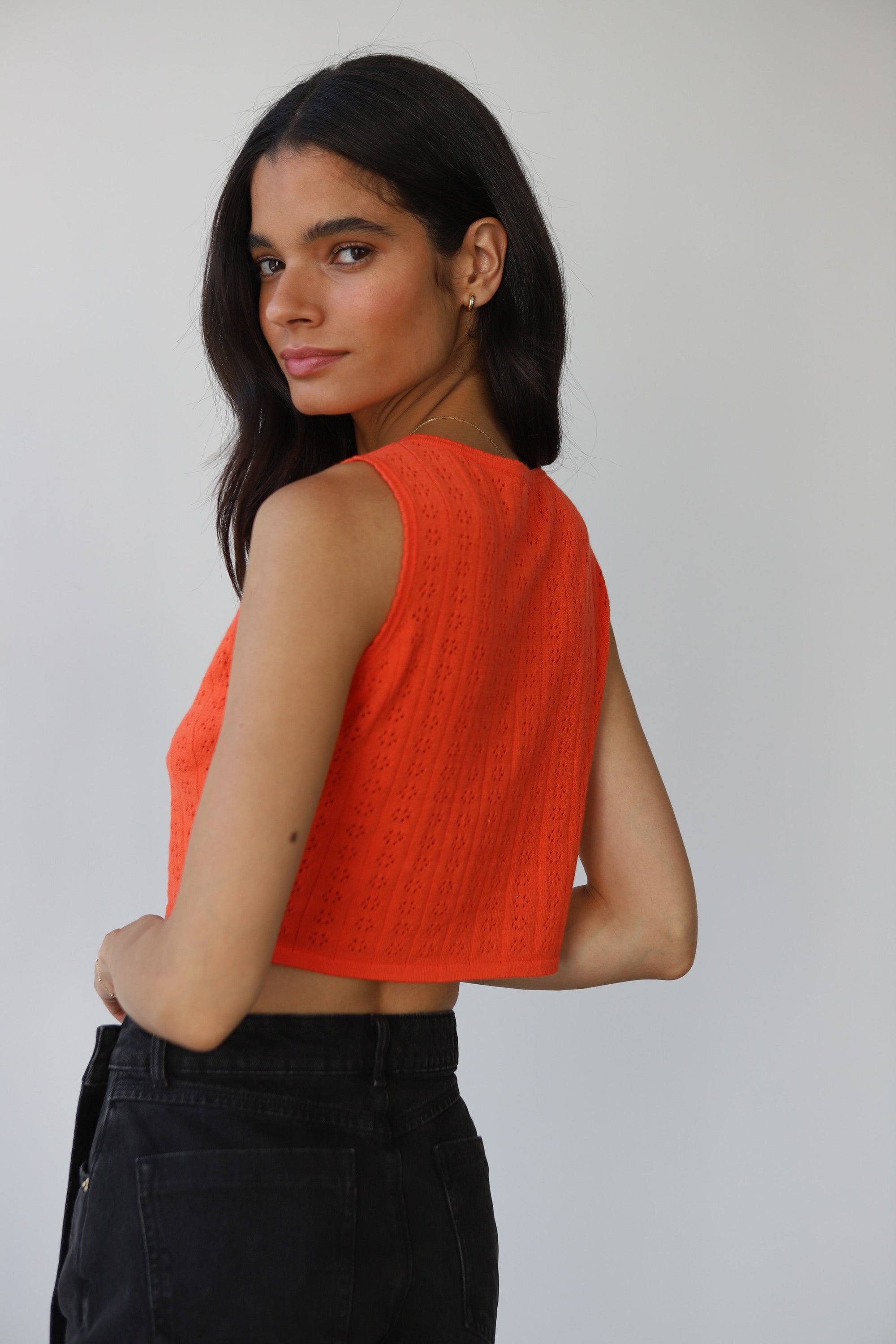 Callahan Knitwear - Nerissa Pointelle Tank - Poppy -