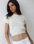 Callahan Knitwear - Nerissa Pointelle Tee - Creme -