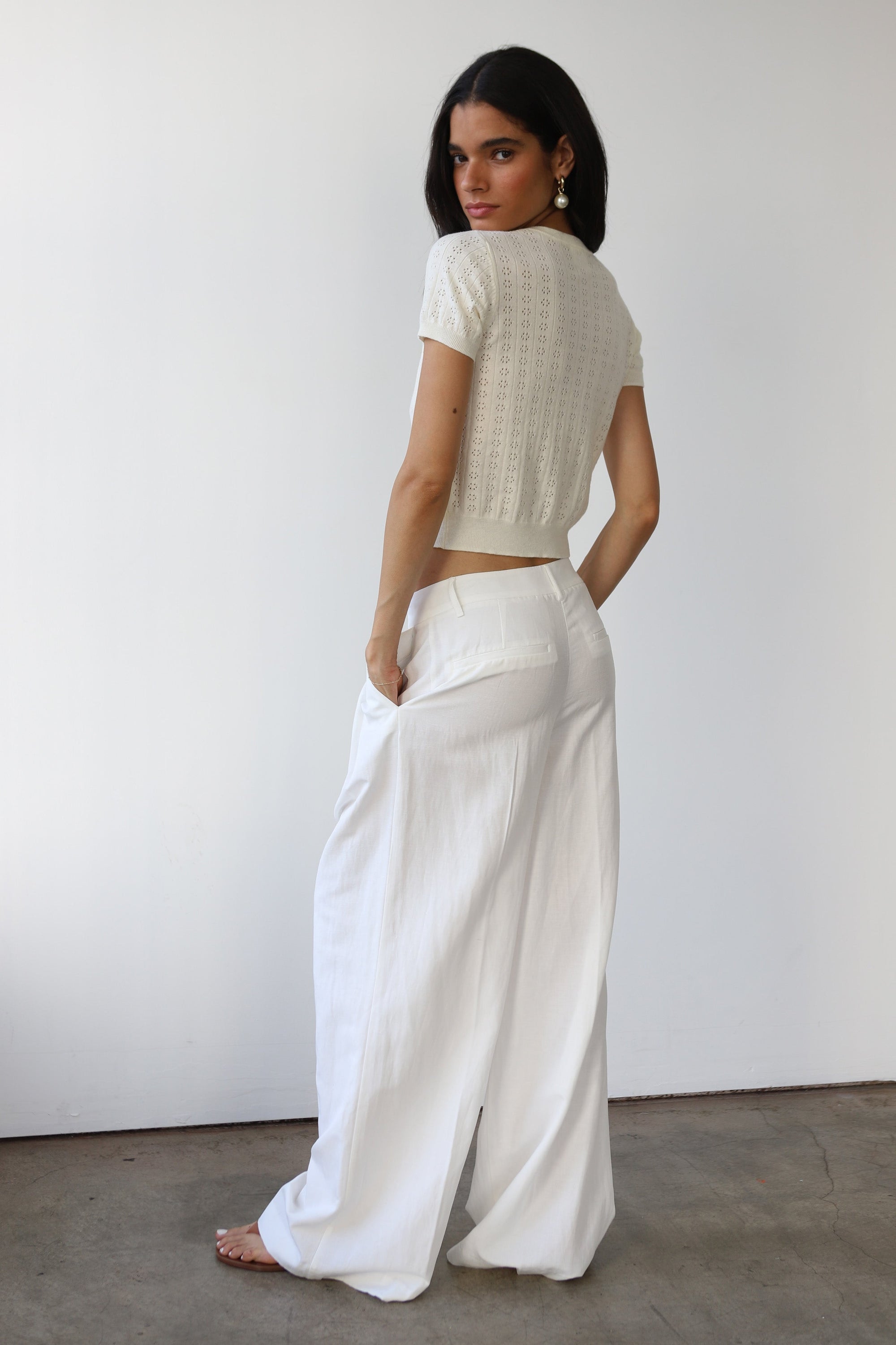 Callahan Knitwear - Nerissa Pointelle Tee - Creme -