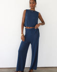 Nerissa Pointelle Pant - Navy