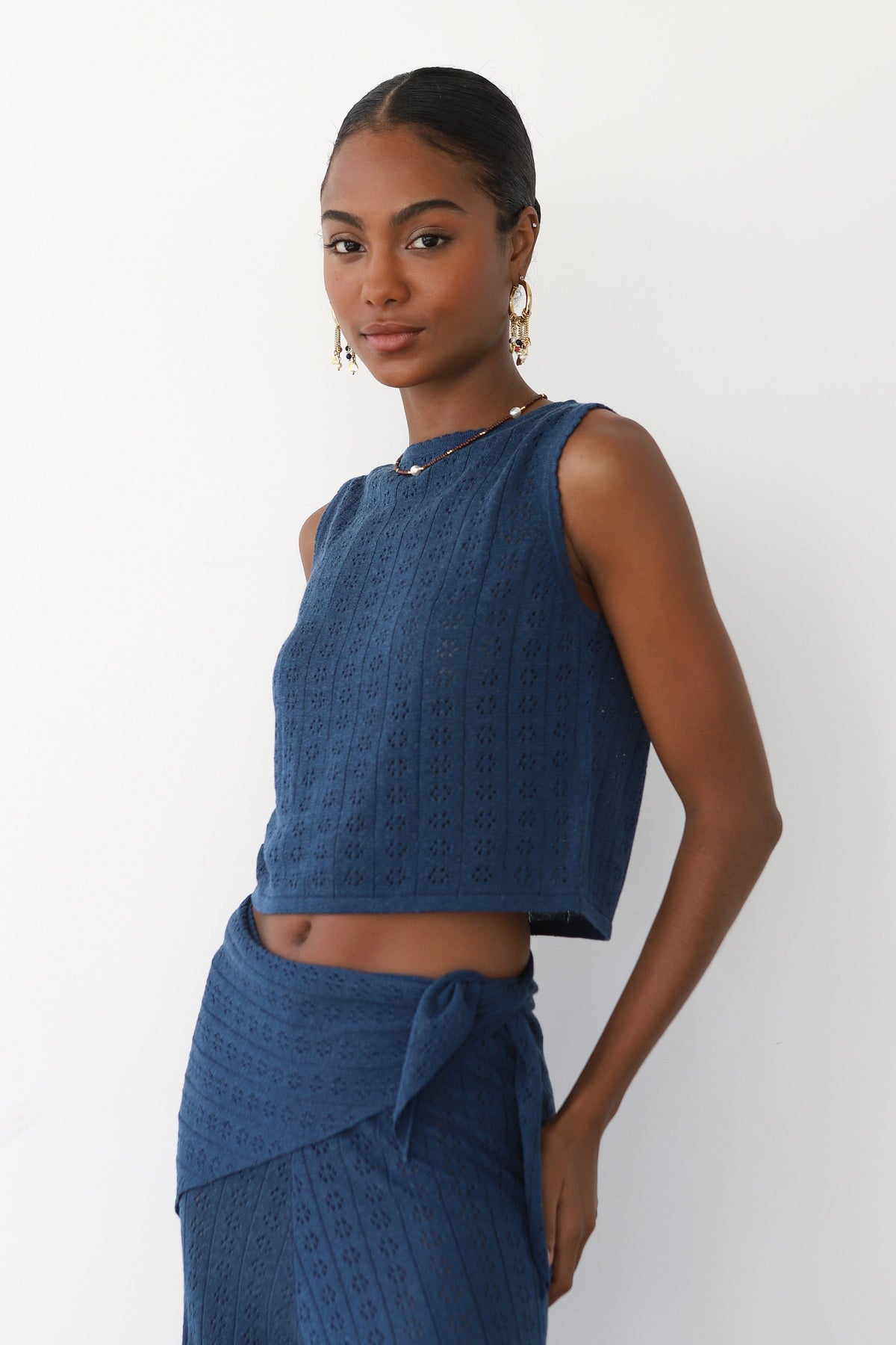 Nerissa Pointelle Pant - Navy