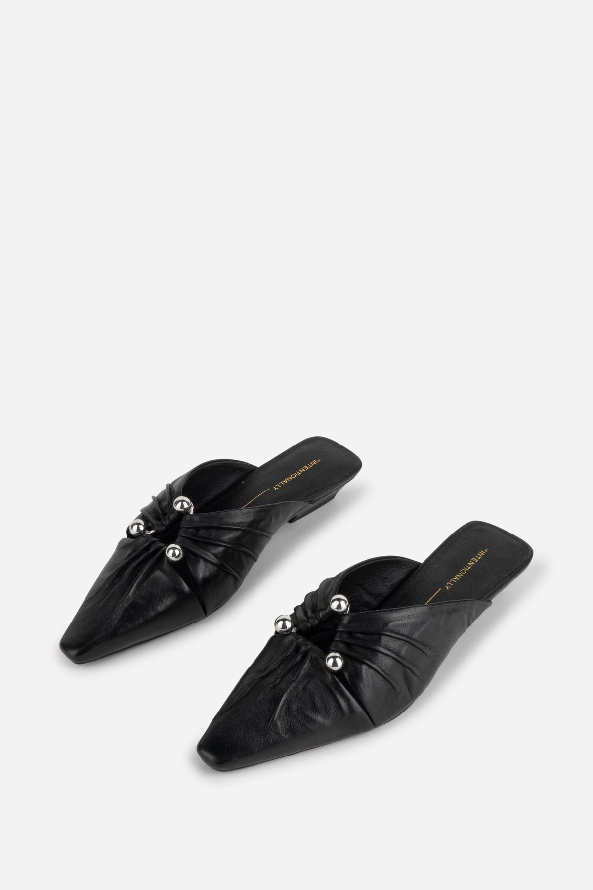 Intentionally Blank - Noah Pierced Mule - BLACK LEATHER