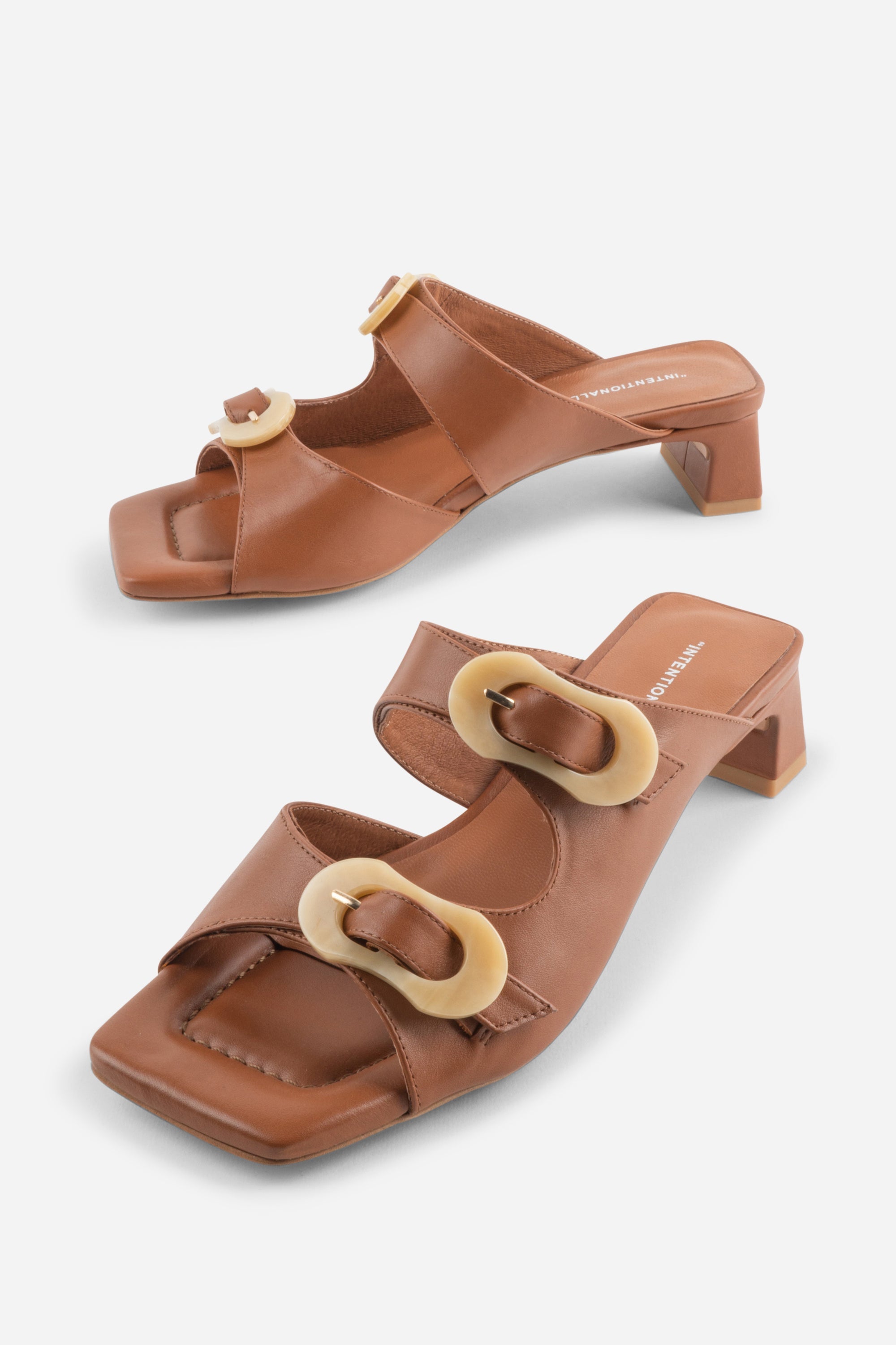 Intentionally Blank - Nora Square Toe Sandal - TAN LEATHER