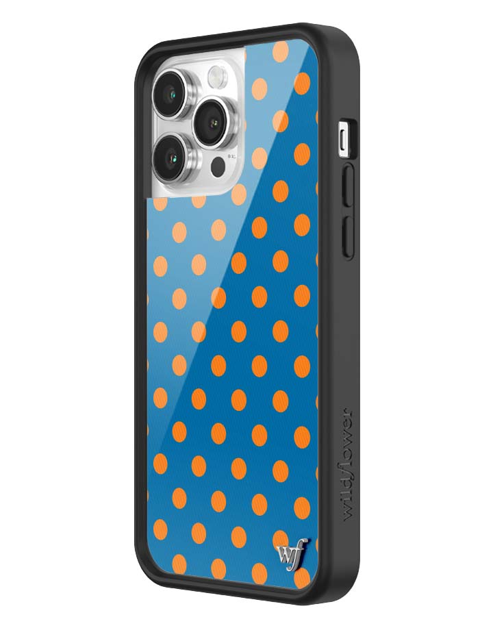 Wildflower iPhone case 14 Pro Max Polka Dot | Blue and Orange Cute