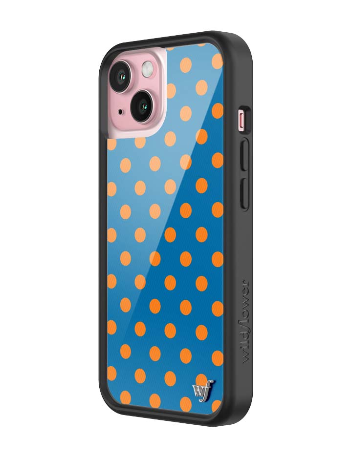 Wildflower iPhone case 15 Polka Dot | Blue and Orange Cute