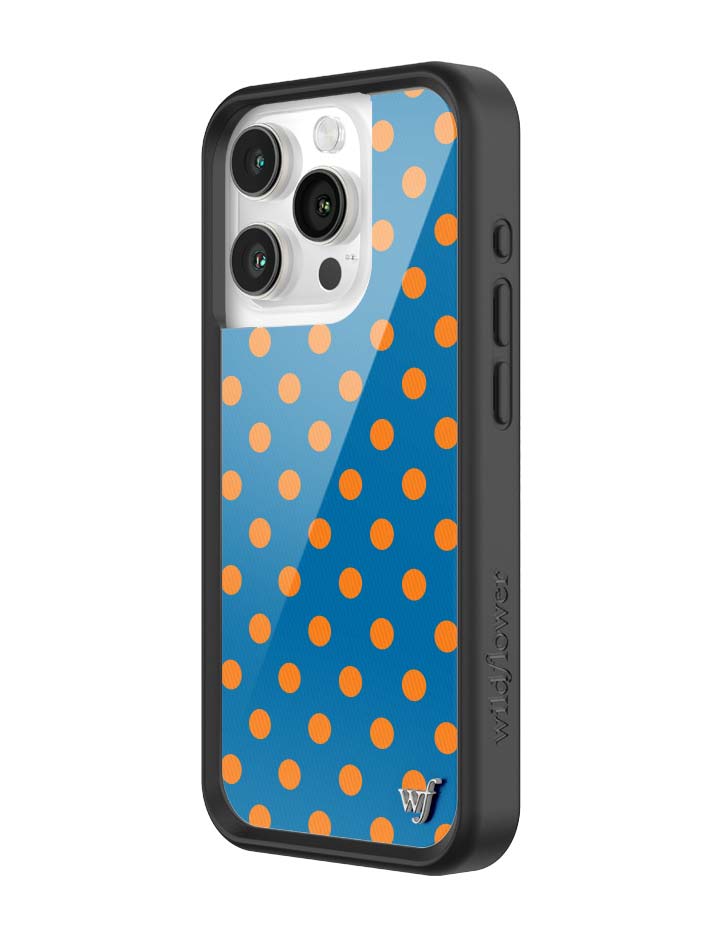 Wildflower iPhone case 15 Pro Polka Dot | Blue and Orange Cute