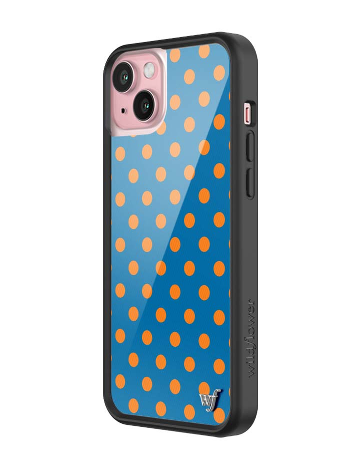 Wildflower iPhone case 15 Plus Polka Dot | Blue and Orange Cute
