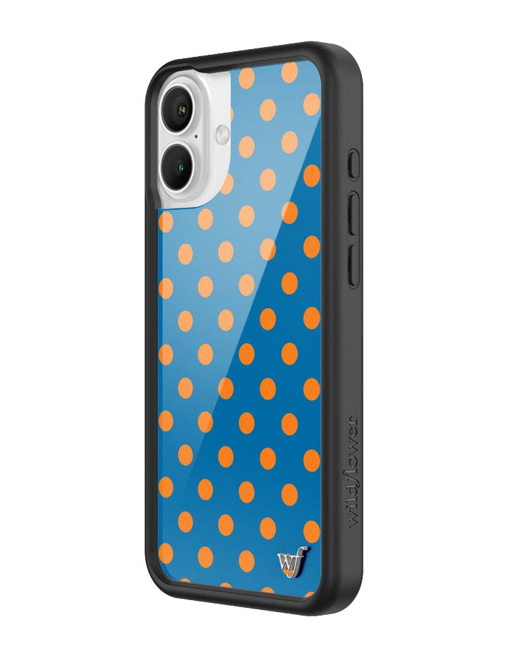 Wildflower iPhone case 16 Plus Polka Dot | Blue and Orange Cute