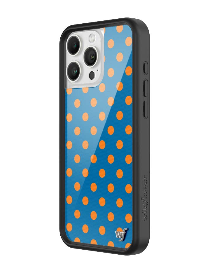 Wildflower iPhone case 16 Pro Max Polka Dot | Blue and Orange Cute