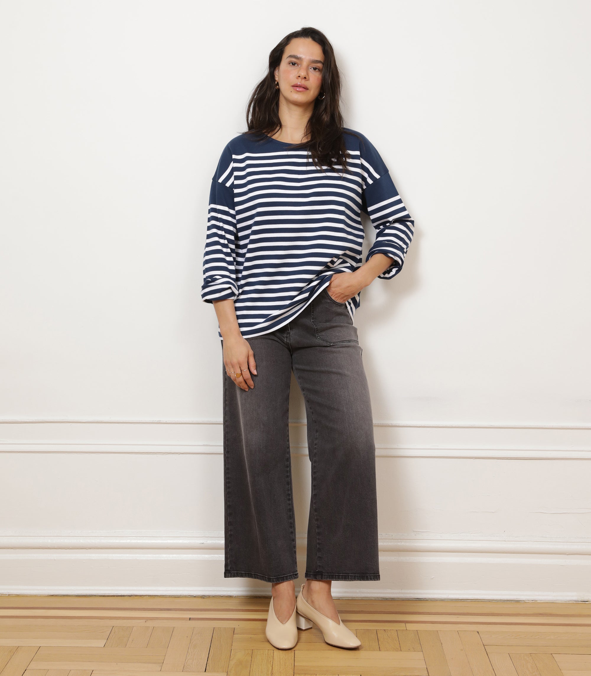 Loup - Marianne Stripe Breton Tee - Midnight -