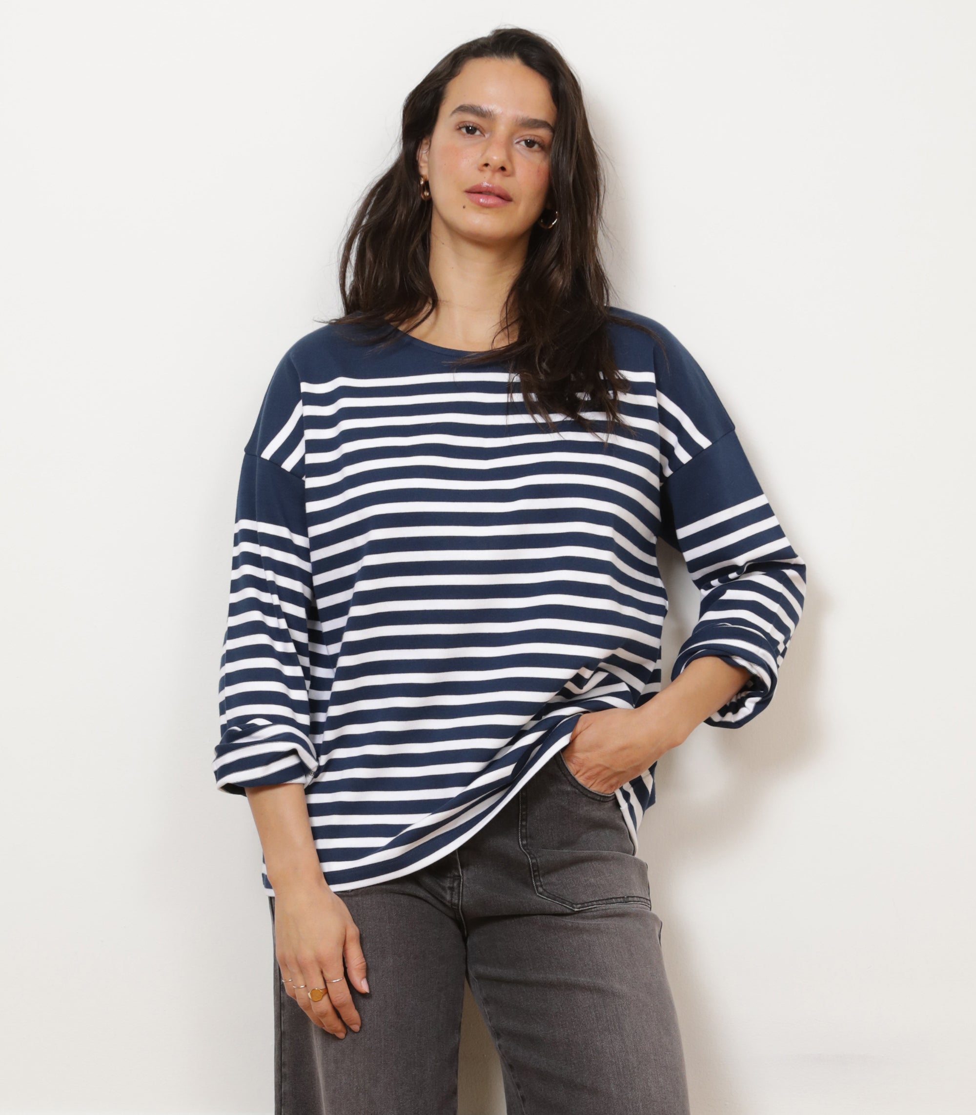 Loup - Marianne Stripe Breton Tee - Midnight -