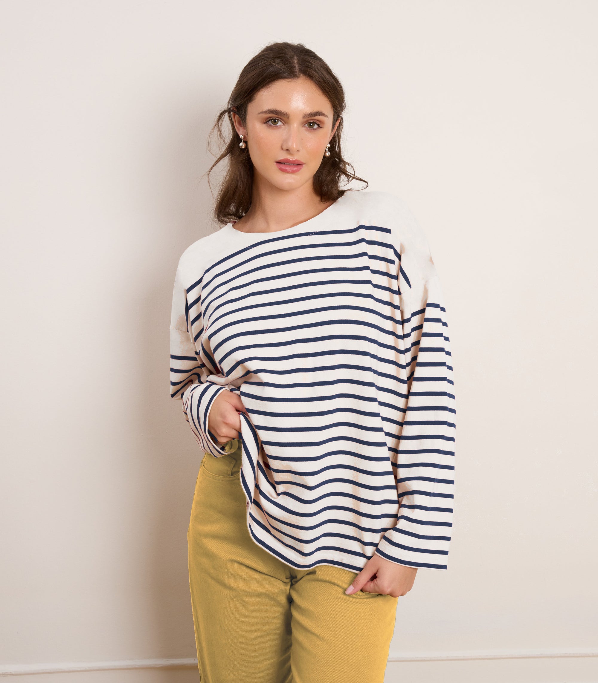Loup - Marianne Oversized Breton Tee - Navy Stripe -