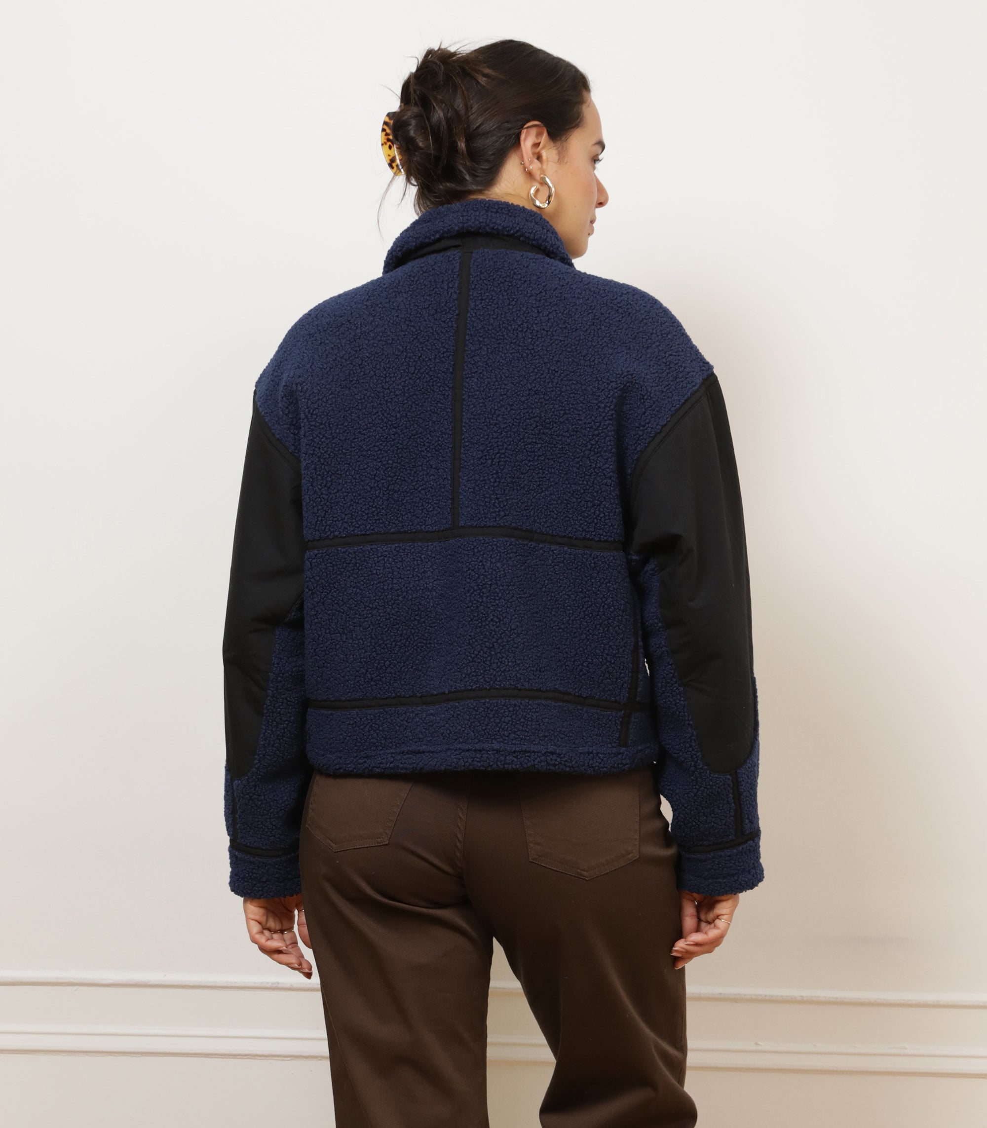 Loup - Vanessa Shearling Bomber Jacket - Navy -