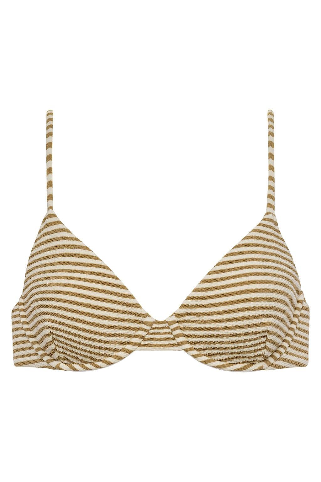 Montce - Neutral Stripe Dainty Bikini Top -