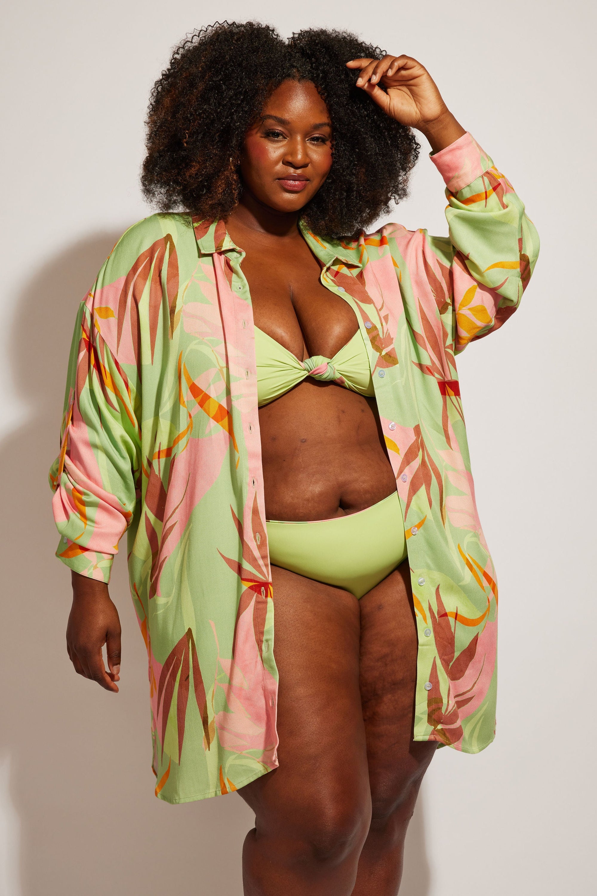 Nomads Swimwear - Sol Button-Up Shirt Dress - Birds of Paradise -