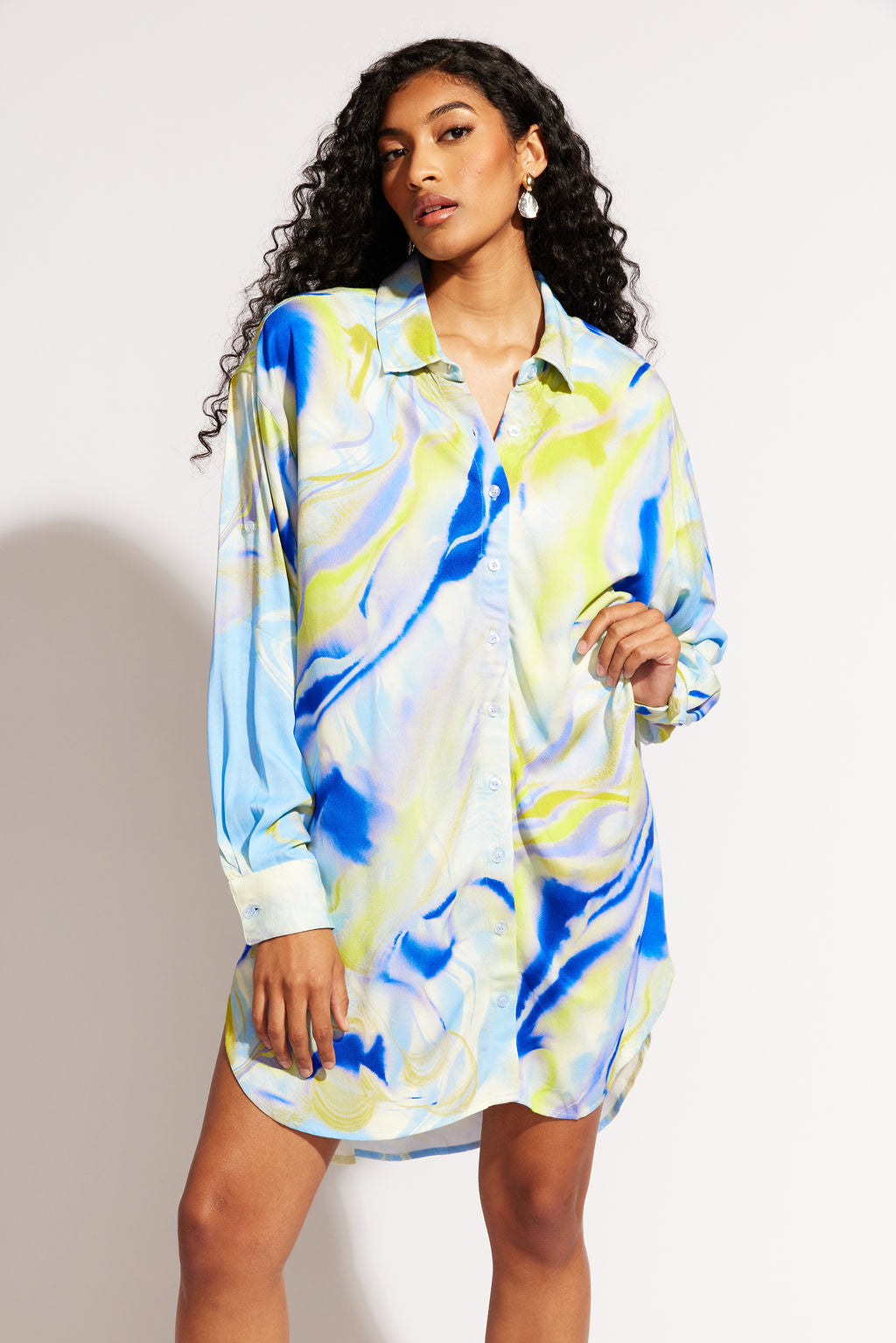Nomads Swimwear - Sol Button-Up Shirt Dress - Geode -