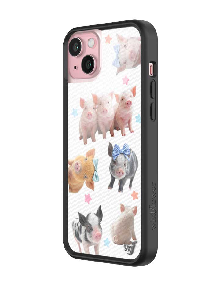 Wildflower iPhone case 15 Plus Little Piggies Animal Pink Cute