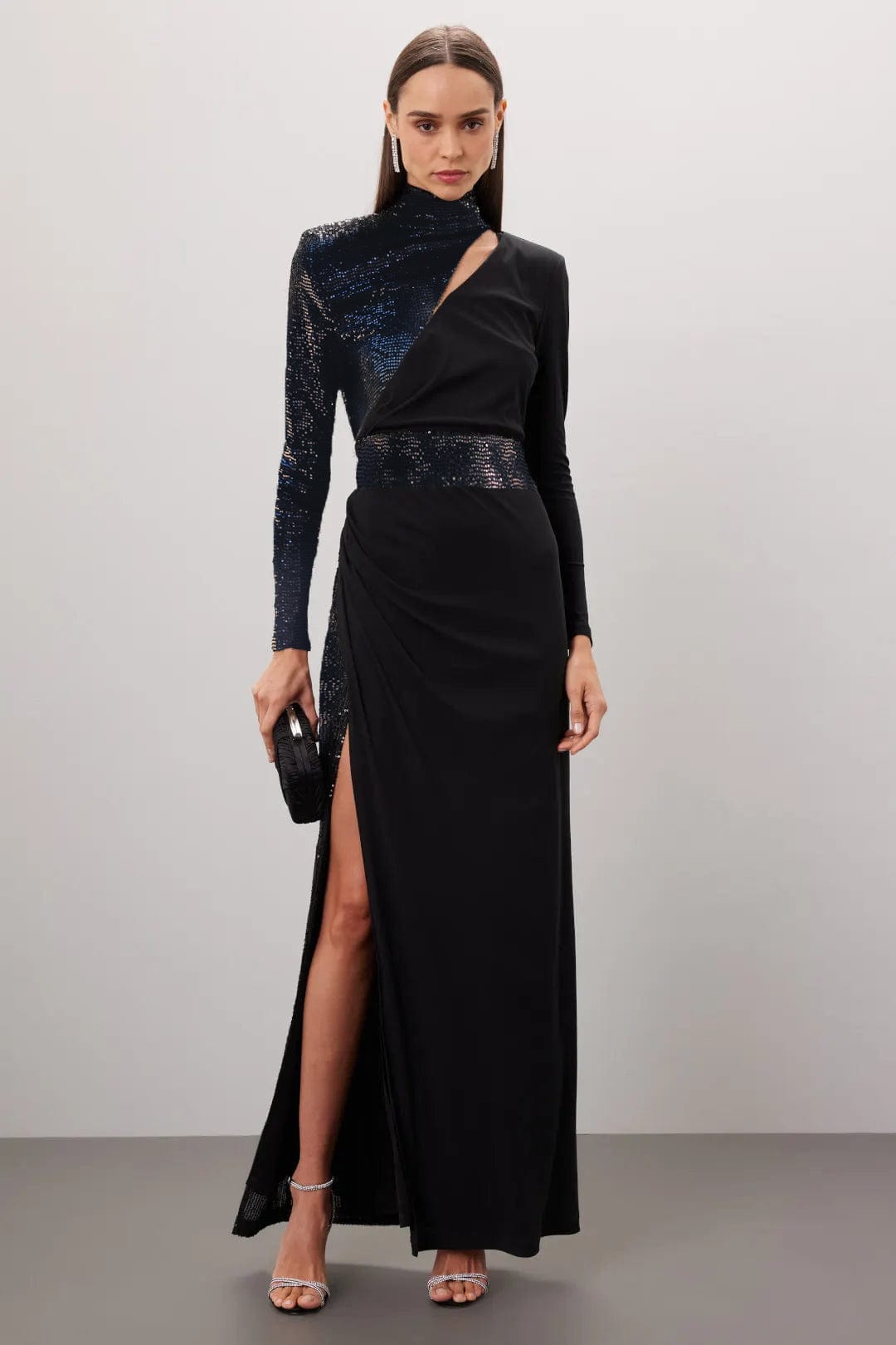 The Bridgette - Sleek High Neck Sequin Gown